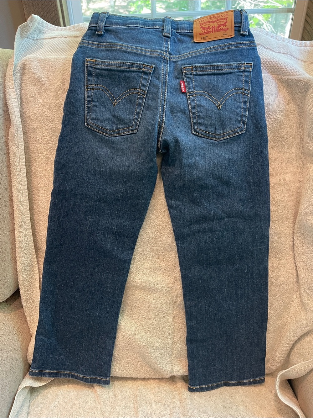 Levi's Blue Straight Leg boys Jeans with adjustable waist Sz 6 reg